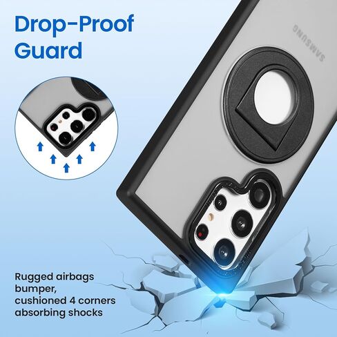 حافظة ZCDAYE لهاتف Samsung Galaxy S22 مع حامل، متوافقة مع مسند دوار غير مرئي للشحن اللاسلكي، غطاء هاتف واقٍ صلب شفاف من البولي كربونات للنساء والرجال، أرجواني in Kuwait