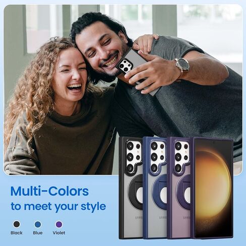 حافظة ZCDAYE لهاتف Samsung Galaxy S22 مع حامل، متوافقة مع مسند دوار غير مرئي للشحن اللاسلكي، غطاء هاتف واقٍ صلب شفاف من البولي كربونات للنساء والرجال، أرجواني in Kuwait