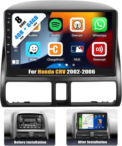 [4+64G] 8-Core Android 13 Car Stereo for Honda CRV 2002-2006 with Apple Carplay&Android Auto,9 Inch Car Radio with Mirror Link Bluetooth FM/RDS WiFi GPS Navigation SWC Dual USB+AHD Backup Camera in Saudi Arabia