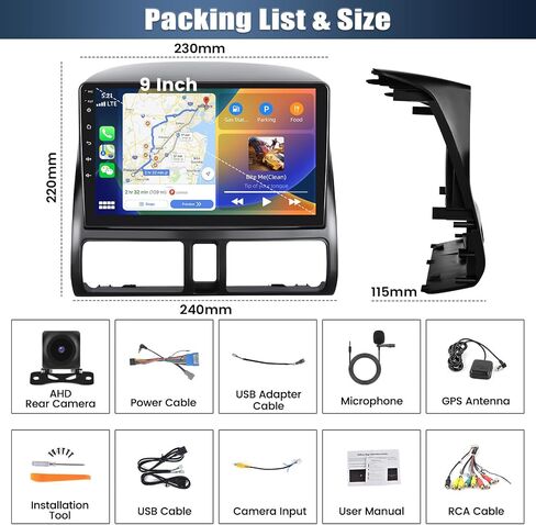 [4+64G] 8-Core Android 13 Car Stereo for Honda CRV 2002-2006 with Apple Carplay&Android Auto,9 Inch Car Radio with Mirror Link Bluetooth FM/RDS WiFi GPS Navigation SWC Dual USB+AHD Backup Camera in Saudi Arabia