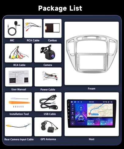 8 Core 2GB+64GB Android Car Radio for Toyota Highlander 2000-2007, Podofo 9" HD IPS Touchscreen Head Unit with Wireless Apple Carplay/Android Auto, Bluetooth, DSP Audio, 36 EQ, WiFi/4G, GPS, FM Radio in Saudi Arabia