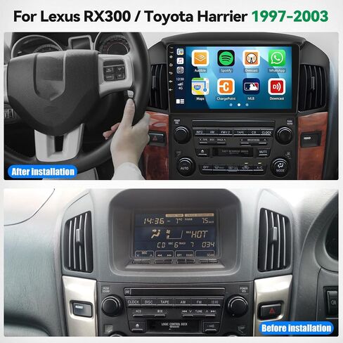 ستيريو سيارة CamECHO 2+64G Android 13 لسيارة Lexus RX300 / Toyota Harrier 1997-2003، راديو CarPlay اللاسلكي وراديو السيارة التلقائي Android، شاشة لمس 9 بوصات داخل لوحة القيادة GPS مع بلوتوث WiFi RDS SWC Mirror Link in Saudi Arabia