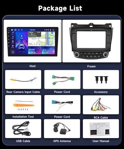 Podofo 8 Core 4G+64G Car Stereo Radio for Honda Accord 7th 2003-2007 with Wireless CarPlay Android Auto 10.1'' 1280 * 720P IPS Touch Screen BT 5.0 GPS FM/RDS WiFi/4G DSP/46 EQ AHD Backup Camera in Saudi Arabia