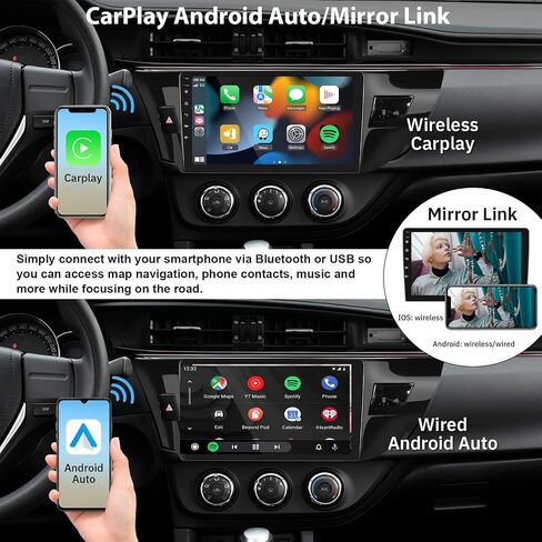 2G+64G for Toyota Corolla/Levin 2014-2017,Android Car Stereo with Wireless Carplay, 10.1-inch Touchscreen Car Radio Support Android Auto,WiFi,GPS Navigation, Mirror Link + Backup Camera in Saudi Arabia