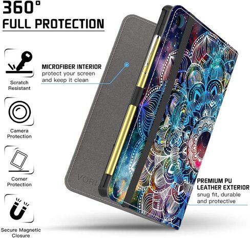 VORI Case for All-New Fire 7 Tablet (9th Generation, 2019 Release), Folio Smart Cover with Auto Wake/Sleep (Mandala Galaxy) in Saudi Arabia
