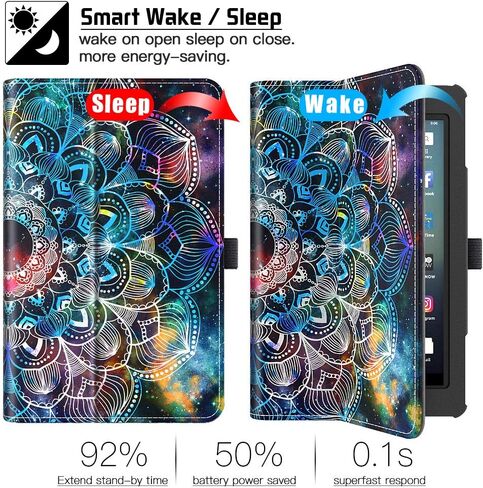 VORI Case for All-New Fire 7 Tablet (9th Generation, 2019 Release), Folio Smart Cover with Auto Wake/Sleep (Mandala Galaxy) in Saudi Arabia