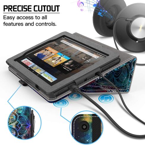 VORI Case for All-New Fire 7 Tablet (9th Generation, 2019 Release), Folio Smart Cover with Auto Wake/Sleep (Mandala Galaxy) in Saudi Arabia