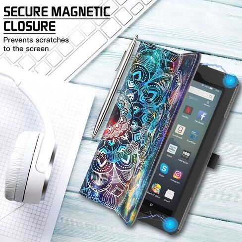 VORI Case for All-New Fire 7 Tablet (9th Generation, 2019 Release), Folio Smart Cover with Auto Wake/Sleep (Mandala Galaxy) in Saudi Arabia