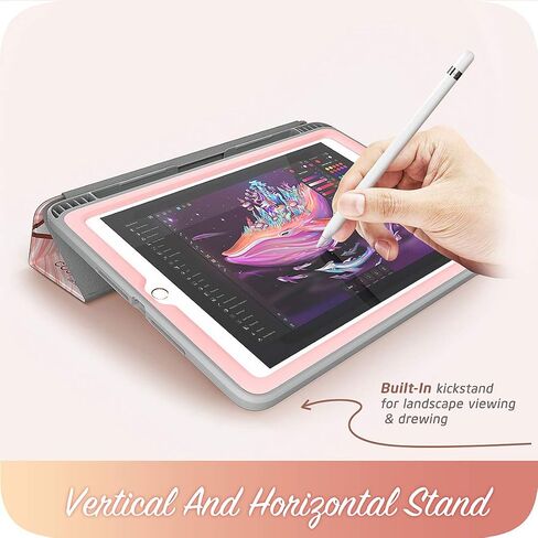 i-Blason Case for iPad 6th Generation, iPad 9.7 Case 2018/2017, [Built-in Screen Protector] Full-Body Trifold [Cosmo] Smart Cover with Auto Sleep/Wake & Pencil Holder for Apple iPad 9.7 Inch (Marble) in Saudi Arabia