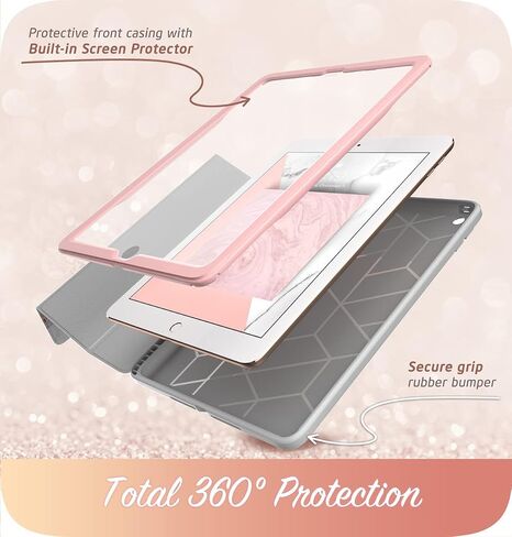 i-Blason Case for iPad 6th Generation, iPad 9.7 Case 2018/2017, [Built-in Screen Protector] Full-Body Trifold [Cosmo] Smart Cover with Auto Sleep/Wake & Pencil Holder for Apple iPad 9.7 Inch (Marble) in Saudi Arabia