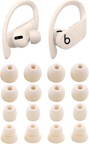 Replacement Earbud Ear Buds Tips Compatible with Powerbeats Pro Earbuds, 8 Pairs S/M/L/D 4 Sizes Soft Silicone Earbuds Tips Ear Tip – Ivory 23 in Saudi Arabia