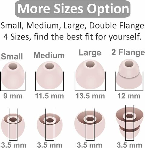 Replacement Earbud Ear Buds Tips Compatible with Powerbeats Pro Earbuds, 8 Pairs S/M/L/D 4 Sizes Soft Silicone Earbuds Tips Ear Tip – Ivory 23 in Saudi Arabia