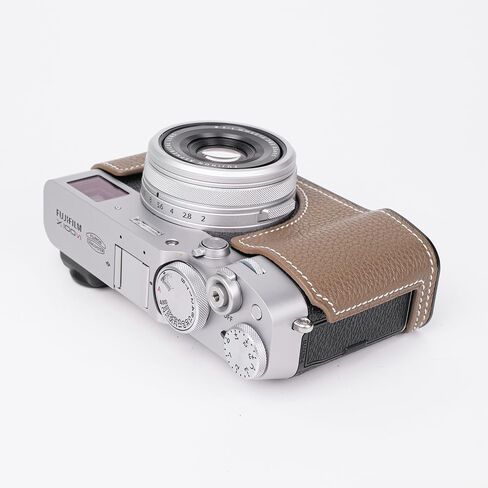 Handmade Genuine Leather Camera Half Case for Fujifilm X100VI - Top Layer Cowhide Body + Metal Base Plate - Hand Shank Free Design (Brown) in Kuwait