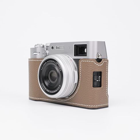 Handmade Genuine Leather Camera Half Case for Fujifilm X100VI - Top Layer Cowhide Body + Metal Base Plate - Hand Shank Free Design (Brown) in Kuwait