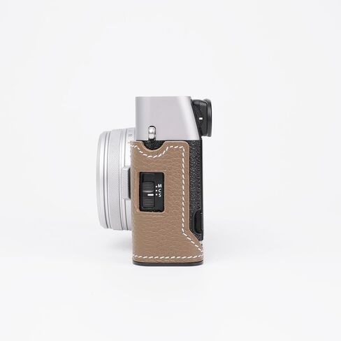 Handmade Genuine Leather Camera Half Case for Fujifilm X100VI - Top Layer Cowhide Body + Metal Base Plate - Hand Shank Free Design (Brown) in Kuwait