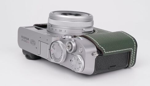 Handmade Genuine Leather Camera Half Case for Fujifilm X100VI - Top Layer Cowhide Body + Metal Base Plate - Hand Shank Free Design (Brown) in Kuwait