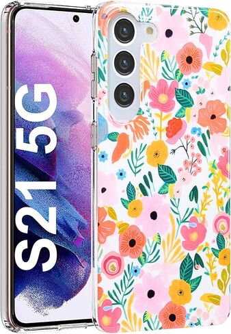 حافظة J.west Galaxy S21 5G 6.2 بوصة، لامعة فاخرة وشفافة شفافة أوبال لؤلؤية رقيقة تصميم لامع طباعة جرافيك غطاء سيليكون ناعم للنساء الفتيات حافظة هاتف واقية رفيعة من مادة TPU ملونة in Saudi Arabia
