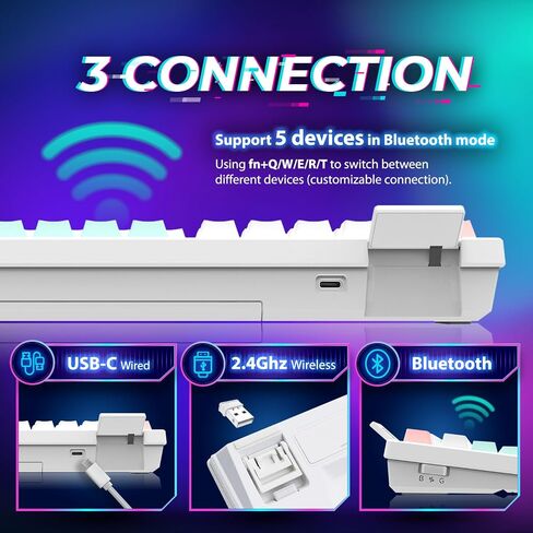 XS75T 75% Hot Swap Mechanical Keyboard with LCD Screen & Knob, Wireless Triple Mode Gaming Keyboard with 3000 mAh Battery, RGB for Office/Win/Mac (Silver Switch) in Saudi Arabia