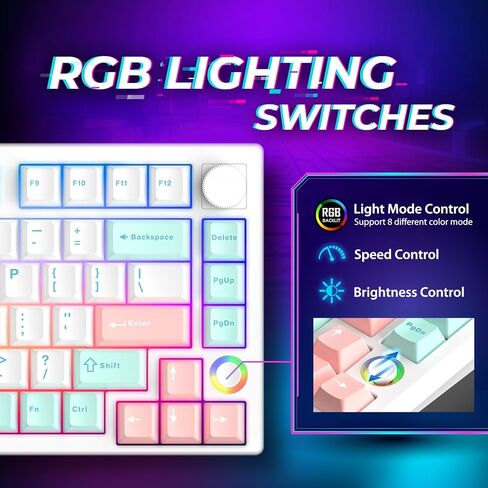 XS75T 75% Hot Swap Mechanical Keyboard with LCD Screen & Knob, Wireless Triple Mode Gaming Keyboard with 3000 mAh Battery, RGB for Office/Win/Mac (Silver Switch) in Saudi Arabia