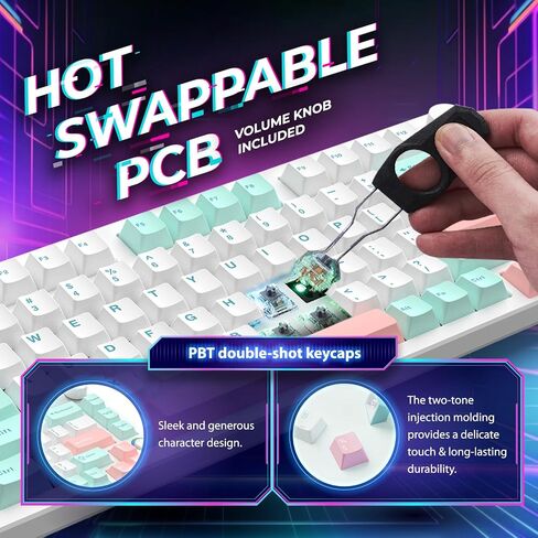XS75T 75% Hot Swap Mechanical Keyboard with LCD Screen & Knob, Wireless Triple Mode Gaming Keyboard with 3000 mAh Battery, RGB for Office/Win/Mac (Silver Switch) in Saudi Arabia