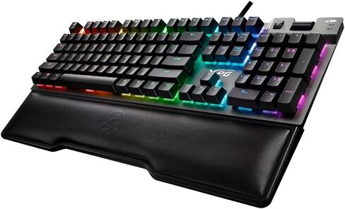 XPG Summoner Mechanical RGB Gaming Keyboard: Cherry MX Silver Ultra-Quick Linear Switches - Sandblasted Aluminum Frame - USB Passthrough - Mechanical Scroll Wheel - Included Wrist Rest - Black in Saudi Arabia