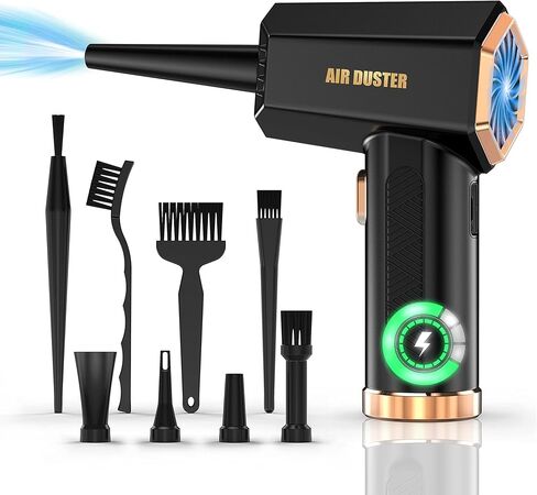 Compressed air Duster - 110000RPM 3 Speeds Electric Air Duster, 7600mAh Battery Cordless Dust Blower for Keyboard Cleaner,Rechargeable Air Blower AIC in Saudi Arabia