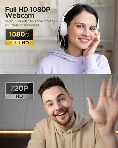 Webcam 1080P with Microphone and Webcam Cover Plug and Play with Auto Light Correction for Laptop PC Desktop for Live Streaming Video Call Conference Online Lessons Game-2402 in Kuwait