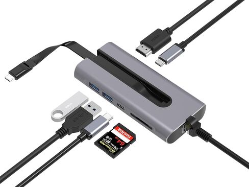 محطة إرساء صغيرة محمولة ذات 7 منافذ USB-C من Rosewill، USB 3.1، 4K HDMI، توصيل طاقة 100 واط، Thunderbolt 3 متوافق مع أجهزة الكمبيوتر المحمولة MacBook & Chromebook، RHUB-100W in Kuwait