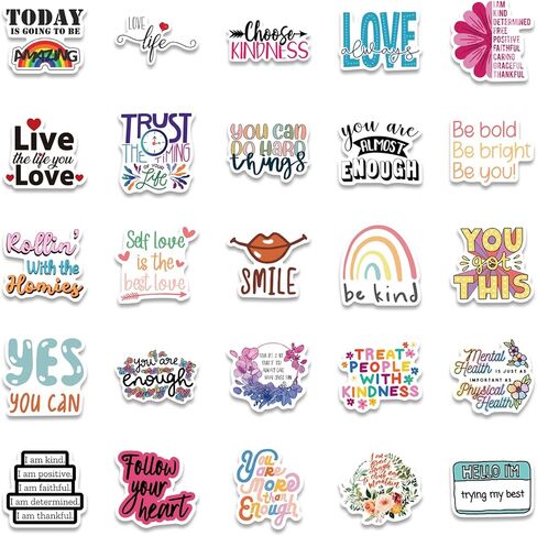 ملصقات ملهمة لزجاجات المياه، ملصقات اقتباس إيجابية للكمبيوتر المحمول دفتر القصاصات دفتر اليومية، ملصقات الكلمات التحفيزية للمراهقين البالغين، ملصقات الصحة العقلية الفينيل للماء (ملصقات ملهمة) in Kuwait