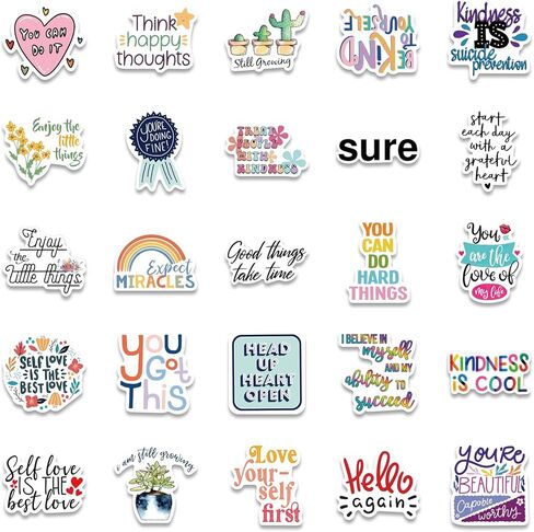 ملصقات ملهمة لزجاجات المياه، ملصقات اقتباس إيجابية للكمبيوتر المحمول دفتر القصاصات دفتر اليومية، ملصقات الكلمات التحفيزية للمراهقين البالغين، ملصقات الصحة العقلية الفينيل للماء (ملصقات ملهمة) in Kuwait