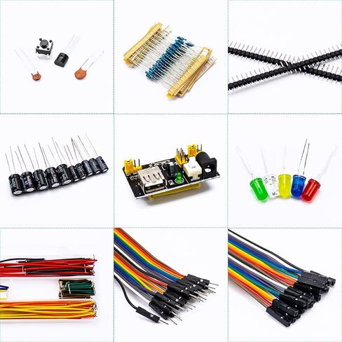 LAFVIN Electronic Fun Kit Bundle with Power Supply Module, Breadboard, Resistor, Capacitor, LED, Potentiometer Compatible with Arduino IDE for MEGA2560, Raspberry Pi in Saudi Arabia