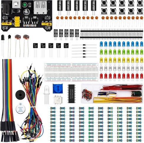 LAFVIN Electronic Fun Kit Bundle with Power Supply Module, Breadboard, Resistor, Capacitor, LED, Potentiometer Compatible with Arduino IDE for MEGA2560, Raspberry Pi in Saudi Arabia