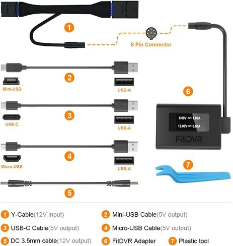 محول طاقة كاميرا داش (16 دبوس) لتويوتا ولكزس والمزيد، مصدر طاقة USB بشاشة LED، سهل التركيب، مخرج 5 فولت 12 فولت، D3-011 in Kuwait