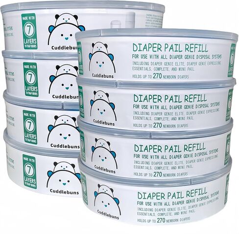 Brand - Diaper Pail Refills for Genie Pails, Unscented, 270 Count (Pack of 8), Blue in Saudi Arabia