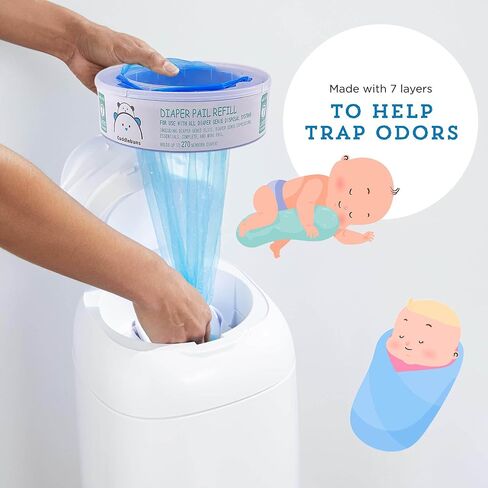 Brand - Diaper Pail Refills for Genie Pails, Unscented, 270 Count (Pack of 8), Blue in Saudi Arabia