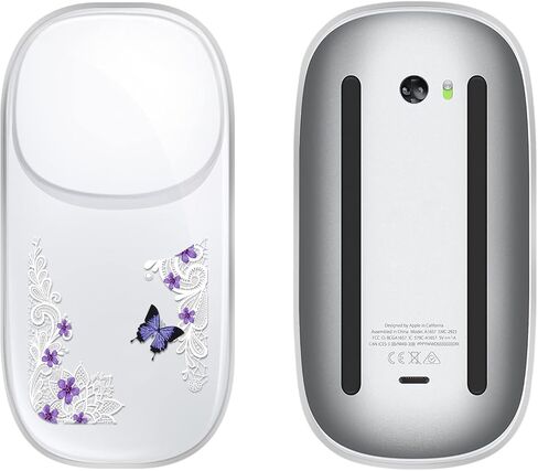 Cute Cover Case for Apple Magic Mouse 1&2 with Flower Flora Design Women Girls Pretty Thin Soft Silicone Clear TPU for Apple Magic Mouse 1st and 2nd Generation Protective Sleeve Skin (Purple Lavender in Saudi Arabia