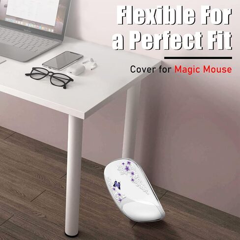 Cute Cover Case for Apple Magic Mouse 1&2 with Flower Flora Design Women Girls Pretty Thin Soft Silicone Clear TPU for Apple Magic Mouse 1st and 2nd Generation Protective Sleeve Skin (Purple Lavender in Saudi Arabia