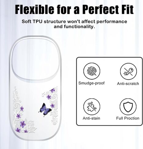 Cute Cover Case for Apple Magic Mouse 1&2 with Flower Flora Design Women Girls Pretty Thin Soft Silicone Clear TPU for Apple Magic Mouse 1st and 2nd Generation Protective Sleeve Skin (Purple Lavender in Saudi Arabia
