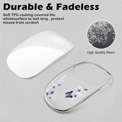 Cute Cover Case for Apple Magic Mouse 1&2 with Flower Flora Design Women Girls Pretty Thin Soft Silicone Clear TPU for Apple Magic Mouse 1st and 2nd Generation Protective Sleeve Skin (Purple Lavender in Saudi Arabia