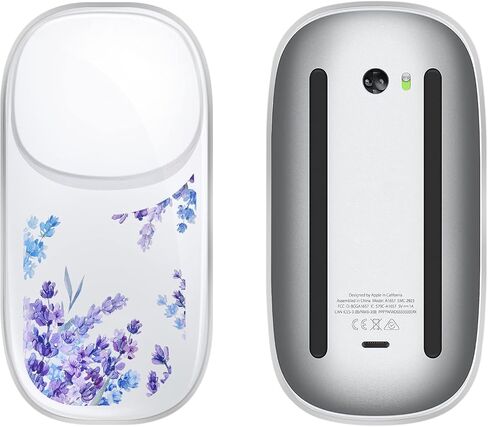Cute Cover Case for Apple Magic Mouse 1&2 with Flower Flora Design Women Girls Pretty Thin Soft Silicone Clear TPU for Apple Magic Mouse 1st and 2nd Generation Protective Sleeve Skin (Purple Lavender in Saudi Arabia
