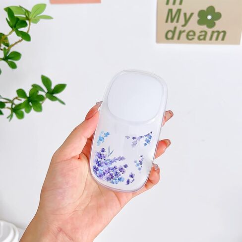 Cute Cover Case for Apple Magic Mouse 1&2 with Flower Flora Design Women Girls Pretty Thin Soft Silicone Clear TPU for Apple Magic Mouse 1st and 2nd Generation Protective Sleeve Skin (Purple Lavender in Saudi Arabia