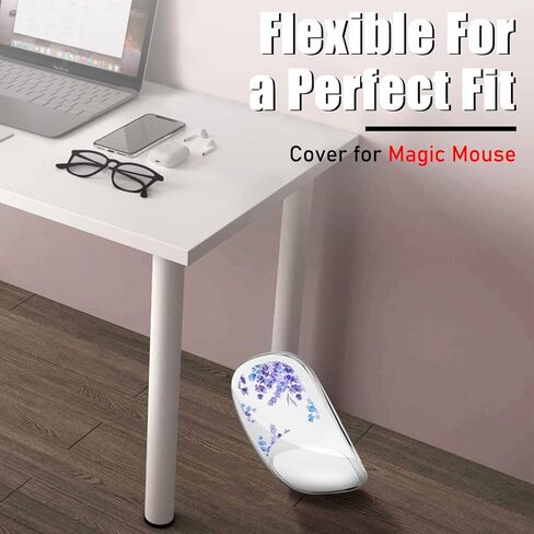 Cute Cover Case for Apple Magic Mouse 1&2 with Flower Flora Design Women Girls Pretty Thin Soft Silicone Clear TPU for Apple Magic Mouse 1st and 2nd Generation Protective Sleeve Skin (Purple Lavender in Saudi Arabia