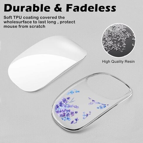 Cute Cover Case for Apple Magic Mouse 1&2 with Flower Flora Design Women Girls Pretty Thin Soft Silicone Clear TPU for Apple Magic Mouse 1st and 2nd Generation Protective Sleeve Skin (Purple Lavender in Saudi Arabia