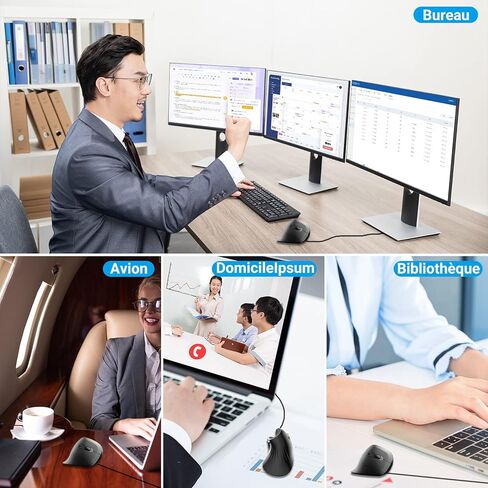 ماوس مريح، ماوس رأسي سلكي مزود بـ 6 أزرار، ماوس ألعاب USB، 4 نقاط لكل بوصة قابلة للتعديل، متوافق مع Windows/Chrome/الكمبيوتر المحمول/الكمبيوتر in Kuwait
