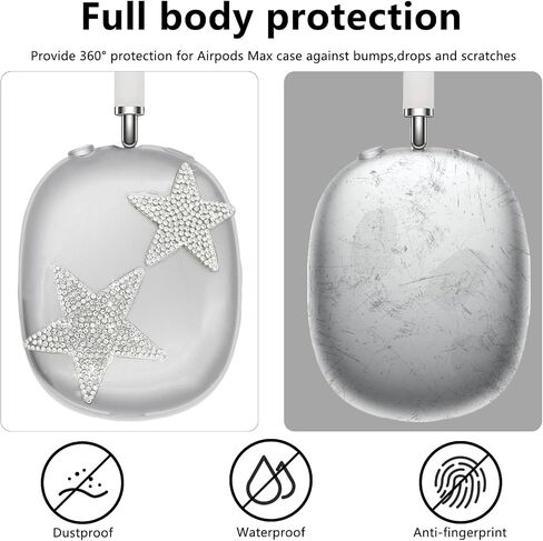 Bling Case Cover for AirPods Max with Sparkling Rhinestones Stars, Cute Clear Soft TPU Protective Cover for Apple AirPods Max for Girls Women (Starry Sky) in Saudi Arabia