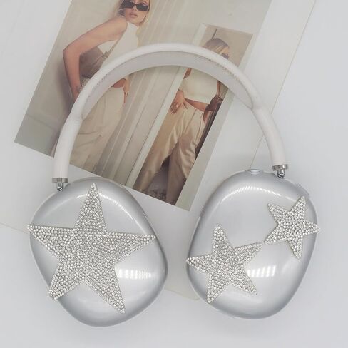 Bling Case Cover for AirPods Max with Sparkling Rhinestones Stars, Cute Clear Soft TPU Protective Cover for Apple AirPods Max for Girls Women (Starry Sky) in Saudi Arabia