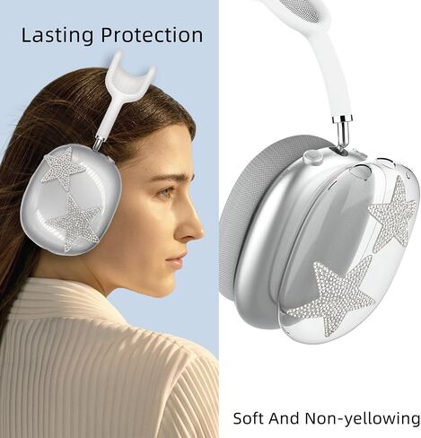 Bling Case Cover for AirPods Max with Sparkling Rhinestones Stars, Cute Clear Soft TPU Protective Cover for Apple AirPods Max for Girls Women (Starry Sky) in Saudi Arabia