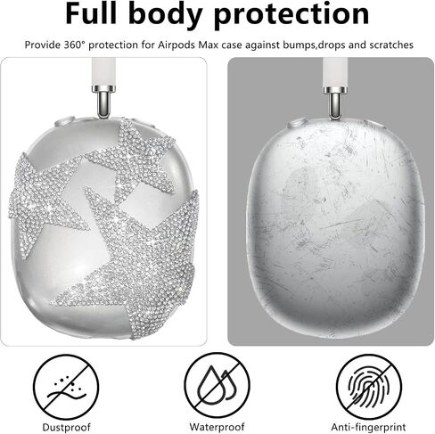 Bling Case Cover for AirPods Max with Sparkling Rhinestones Stars, Cute Clear Soft TPU Protective Cover for Apple AirPods Max for Girls Women (Starry Sky) in Saudi Arabia