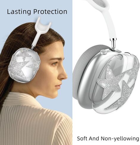 Bling Case Cover for AirPods Max with Sparkling Rhinestones Stars, Cute Clear Soft TPU Protective Cover for Apple AirPods Max for Girls Women (Starry Sky) in Saudi Arabia