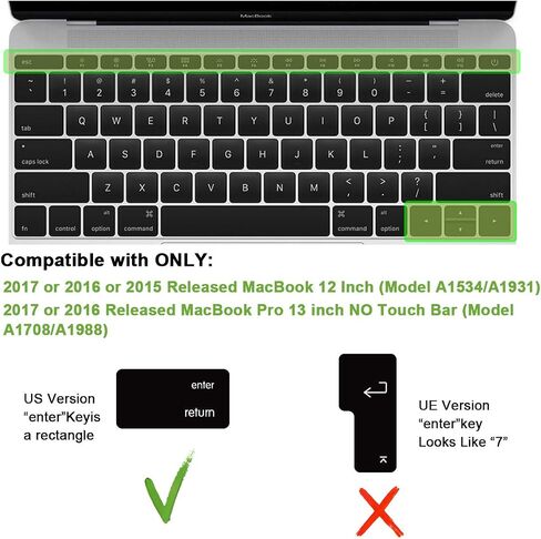 English Silicone DaVinci Resolve Shortcuts Hotkey Keyboard Cover Skin for MacBook Pro 13"A1708 A1988(No Touch Bar 2018 2017 2016)for MacBook 12"A1534 (2015)&A1931(2018)USA Layout Protective Skin in Saudi Arabia